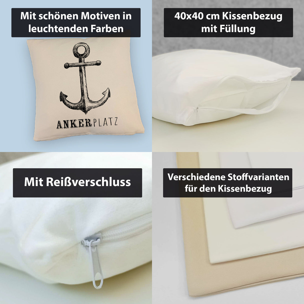 Anker Kissen mit Spruch Ankerplatz