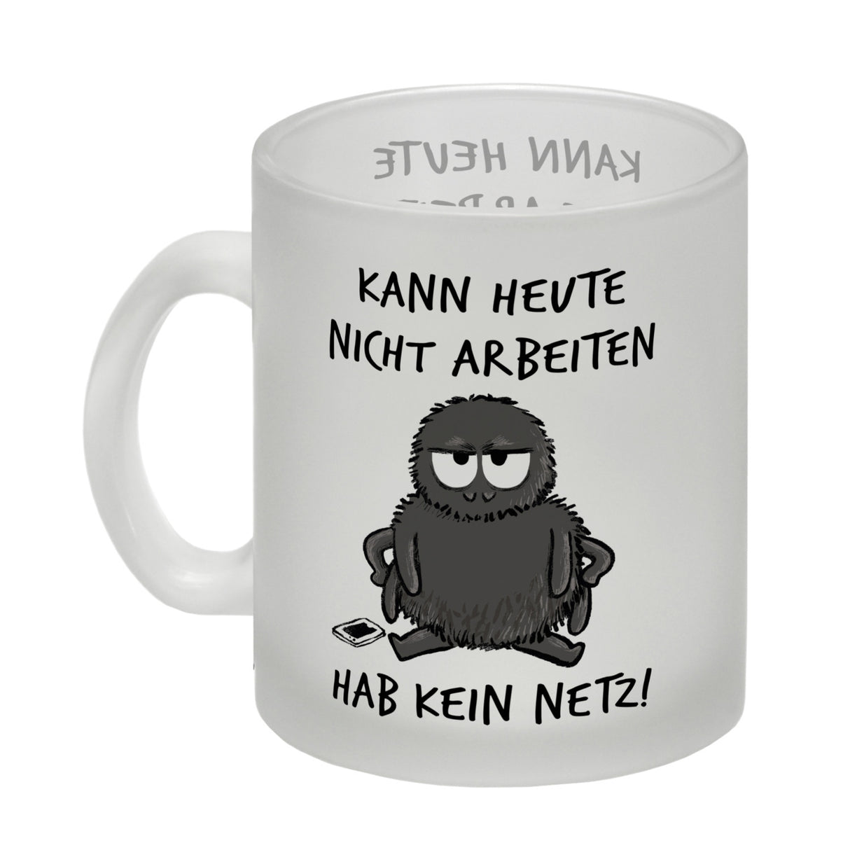 Hary die Spinne Kaffeebecher mit Spruch Heute arbeitsunfähig - kein Netz