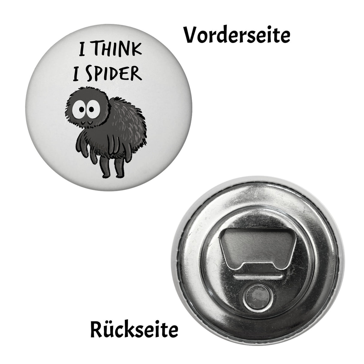 Hary die Spinne Magnet rund mit Spruch I think i spider