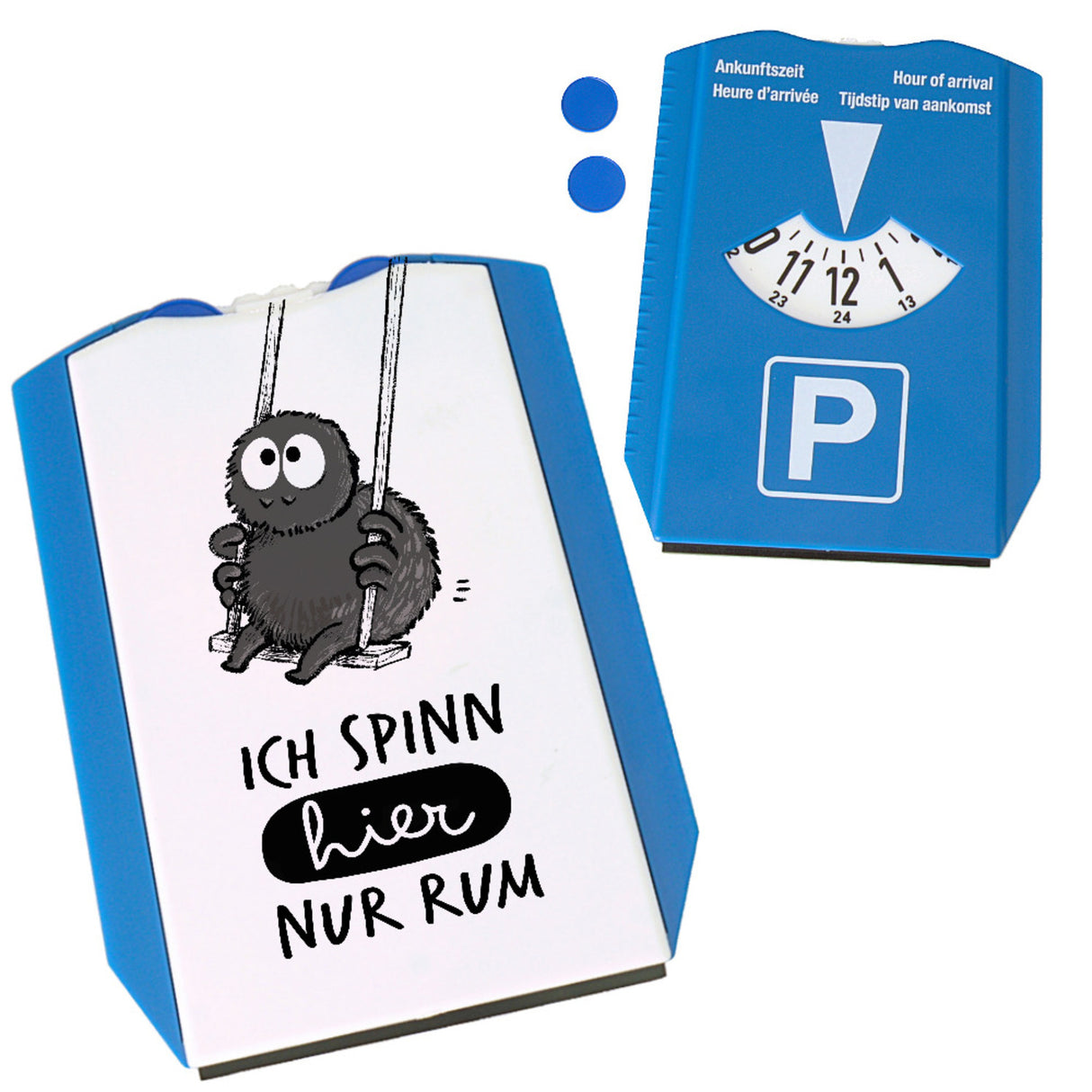Hary die Spinne Parkscheibe mit Spruch Ich spinn hier nur rum