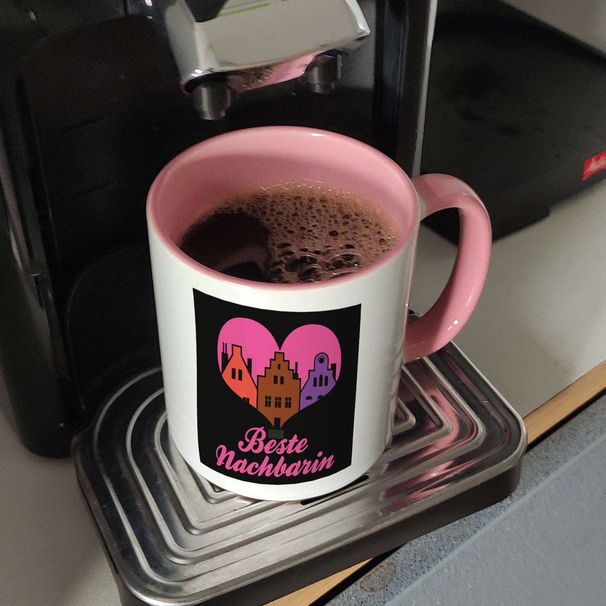 Nachbarschaft Kaffeebecher mit Spruch Beste Nachbarin