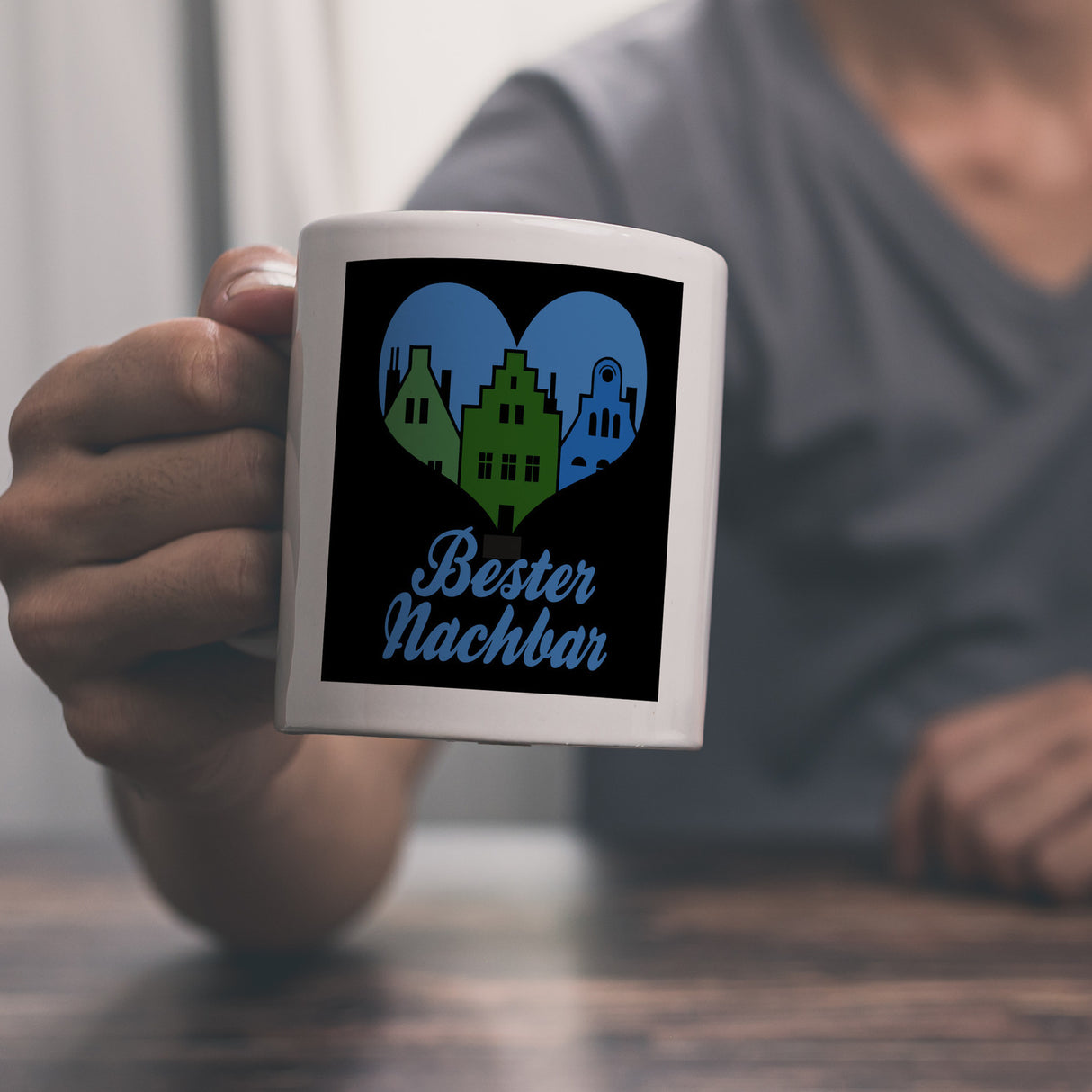 Nachbarschaft Kaffeebecher mit Spruch Bester Nachbar