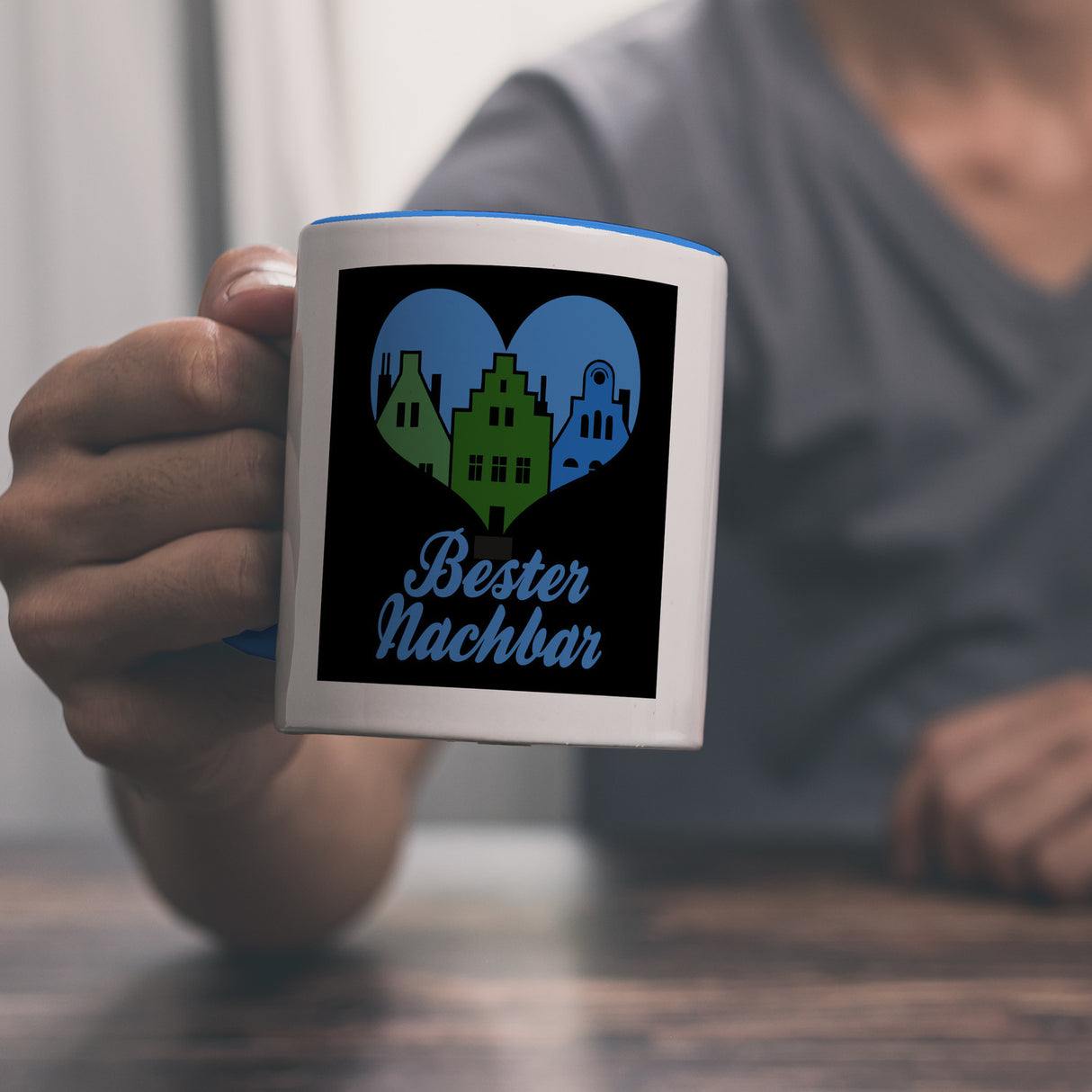 Nachbarschaft Kaffeebecher mit Spruch Bester Nachbar