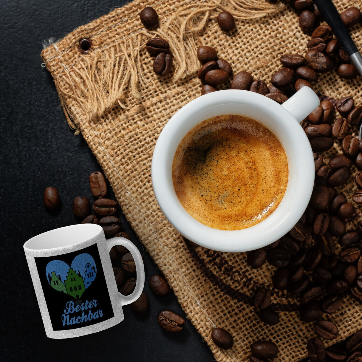 Nachbarschaft Kaffeebecher mit Spruch Bester Nachbar
