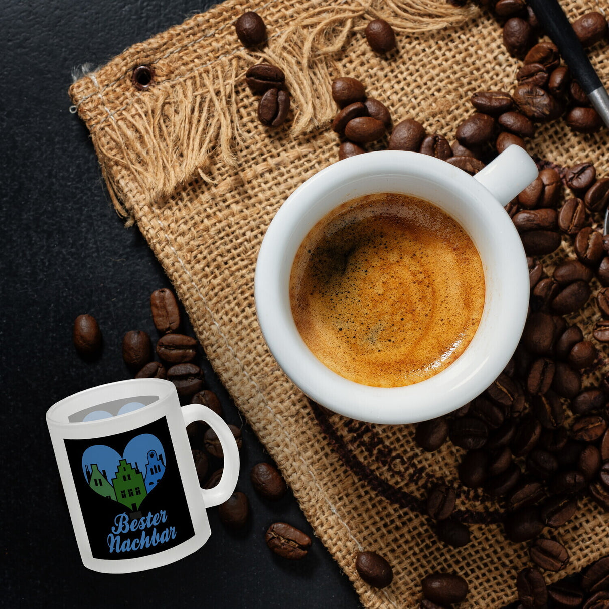 Nachbarschaft Kaffeebecher mit Spruch Bester Nachbar