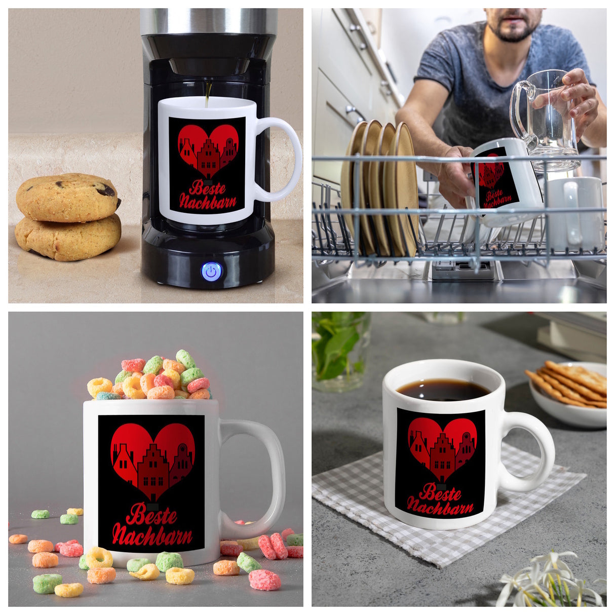 Nachbarschaft Kaffeebecher mit Spruch Beste Nachbarn