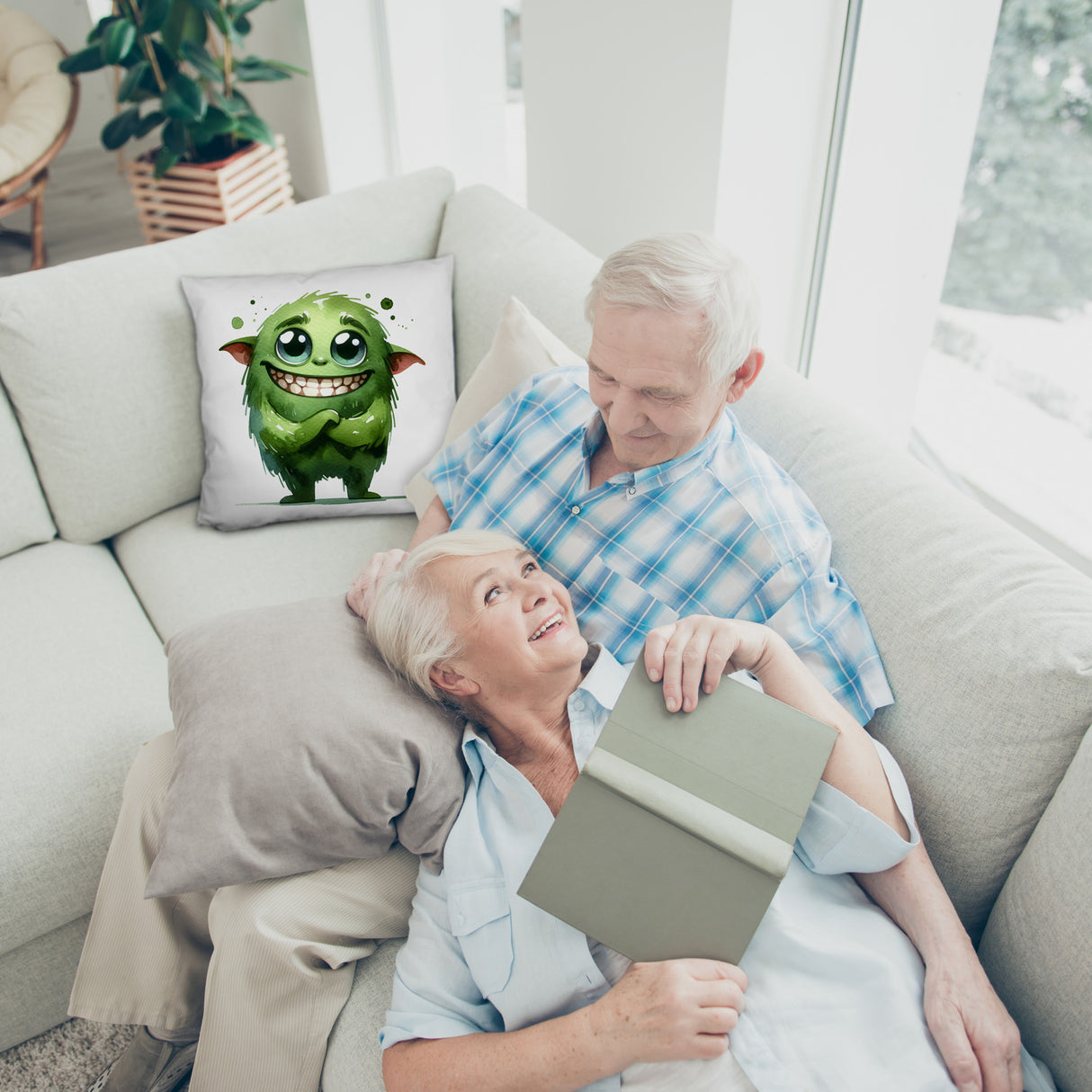 grünes Monster Kissen
