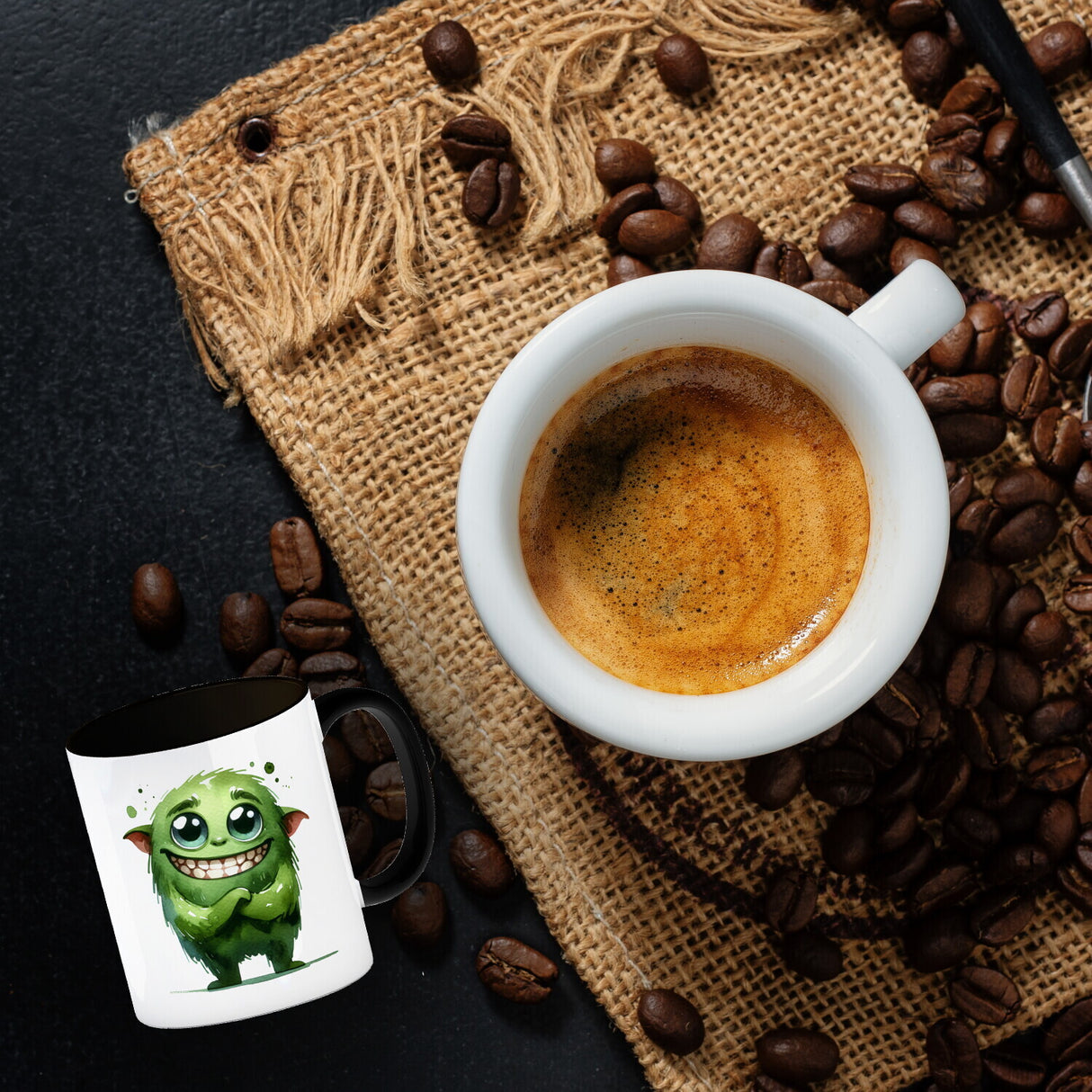 grünes Monster Kaffeebecher
