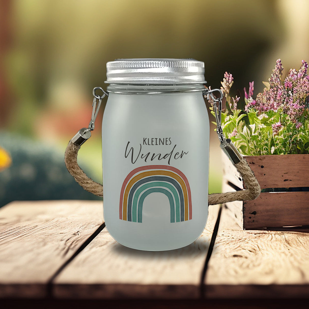 Regenbogen Solarlicht mit Spruch Kleines Wunder