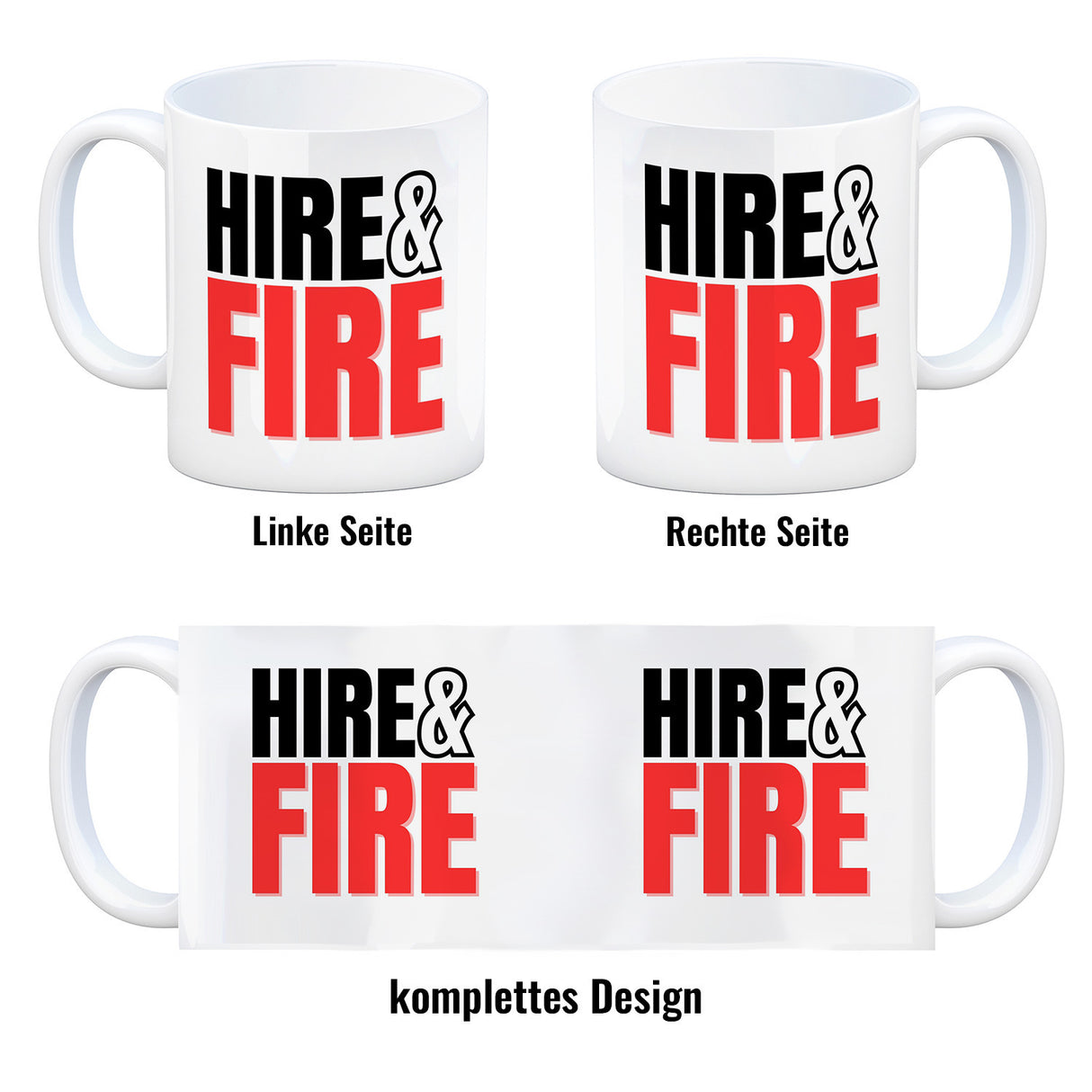 Chef und Boss Kaffeebecher mit Spruch Hire & fire