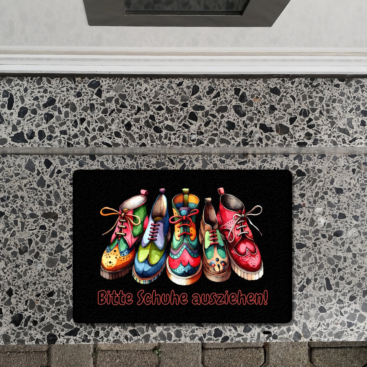 Schuhe ausziehen Fußmatte in 35x50 cm ohne Rand mit Spruch Bitte Schuhe ausziehen