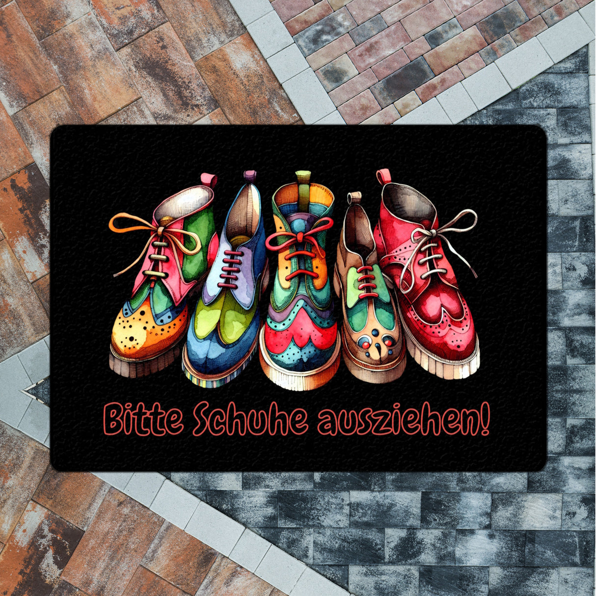 Schuhe ausziehen Fußmatte in 35x50 cm ohne Rand mit Spruch Bitte Schuhe ausziehen