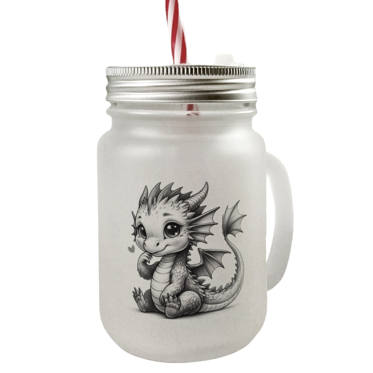 niedlicher Babydrache Trinkglas mit Bambusdeckel