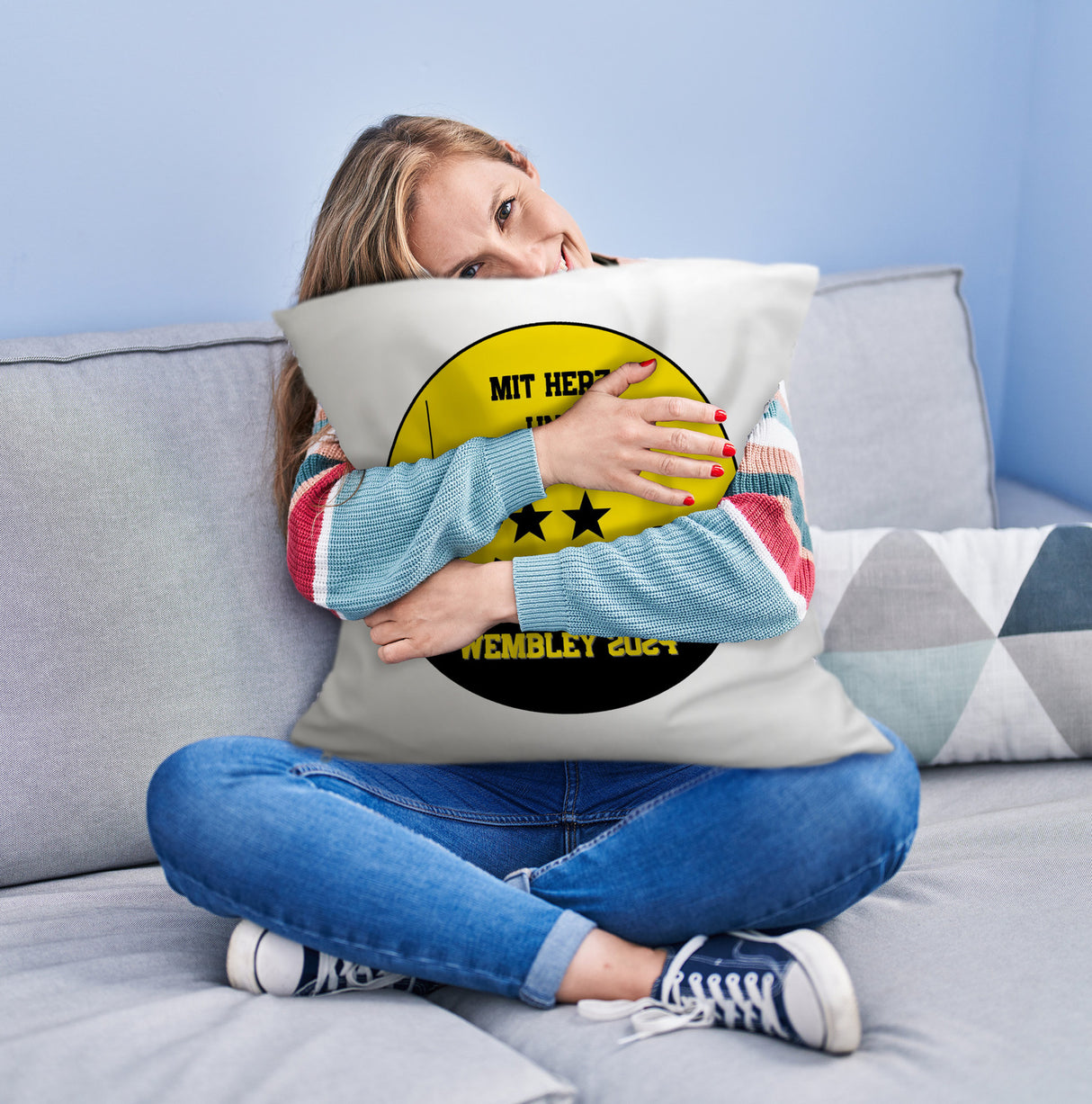 Dortmund Finale Wembley 2024 Kissen mit Spruch Mit Herz und Aluminium
