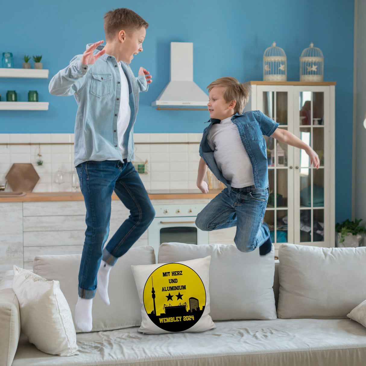 Dortmund Finale Wembley 2024 Kissen mit Spruch Mit Herz und Aluminium