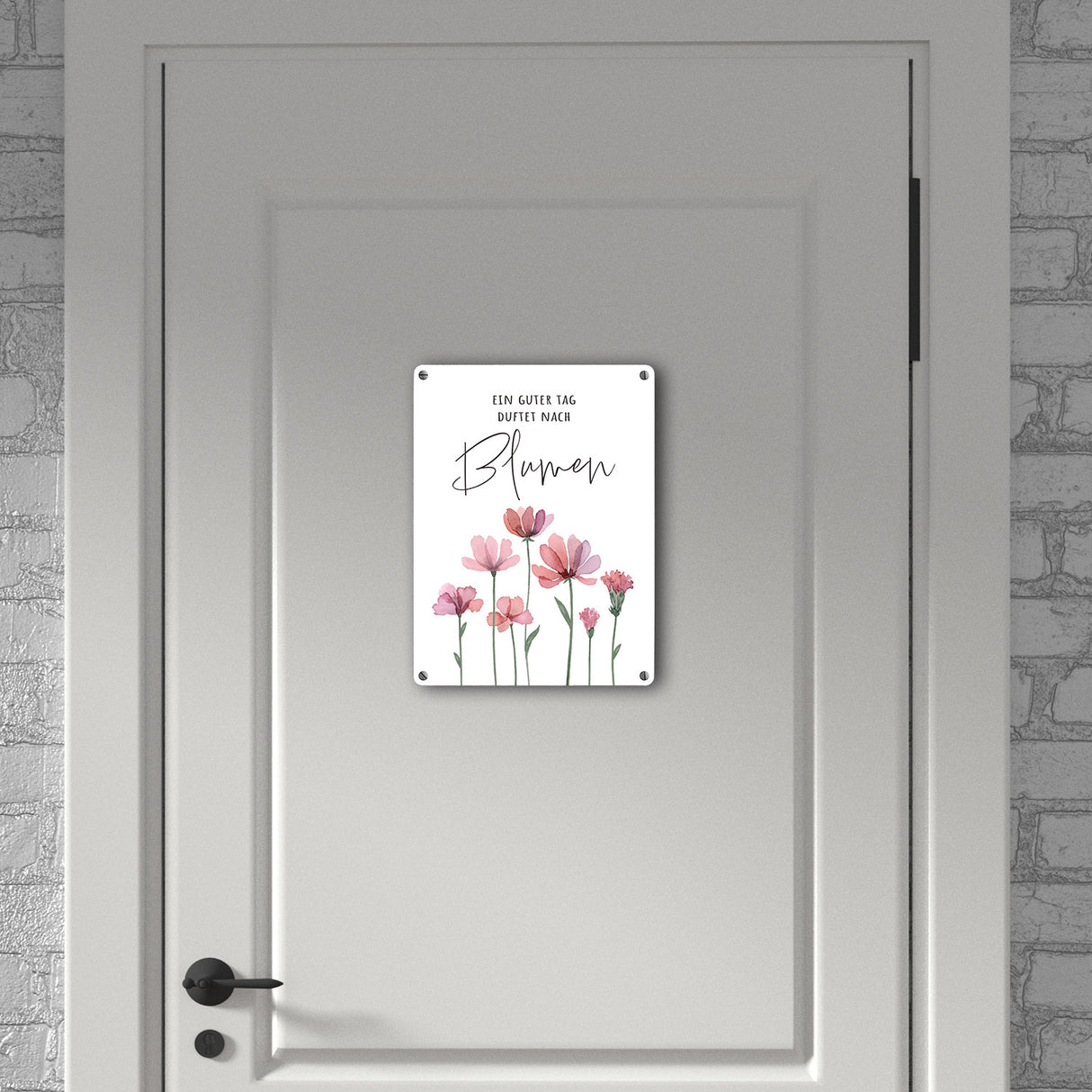Aquarell Blumen Metallschild in 15x20 cm mit Spruch Ein guter Tag duftet nach Blumen