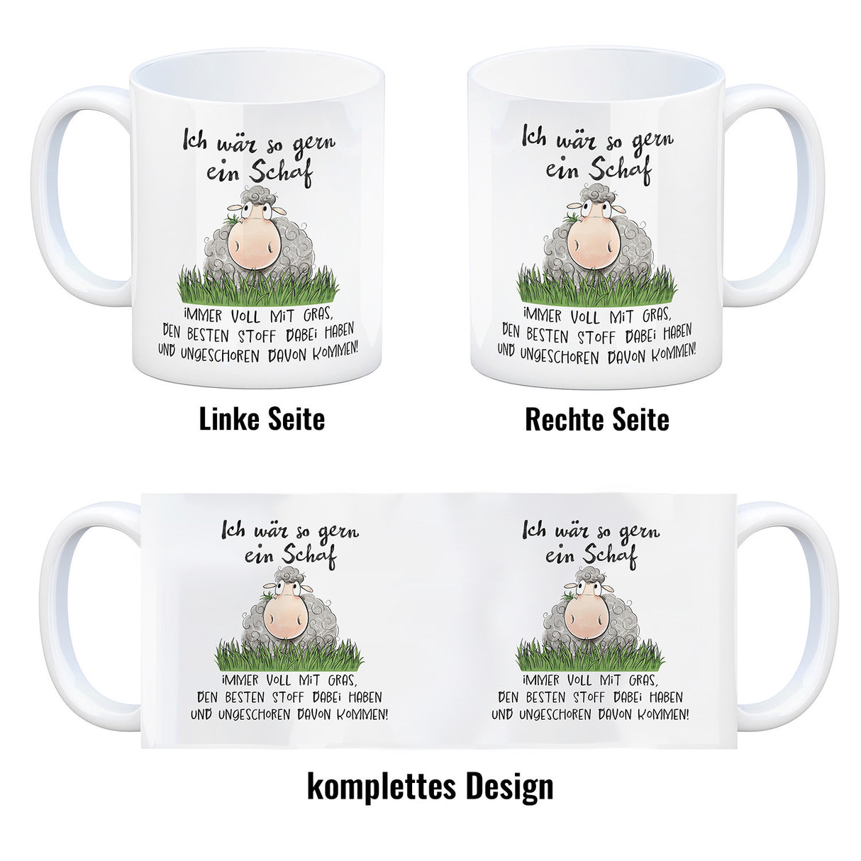 Schaf Kaffeebecher mit Spruch Ich wär so gern ein Schaf