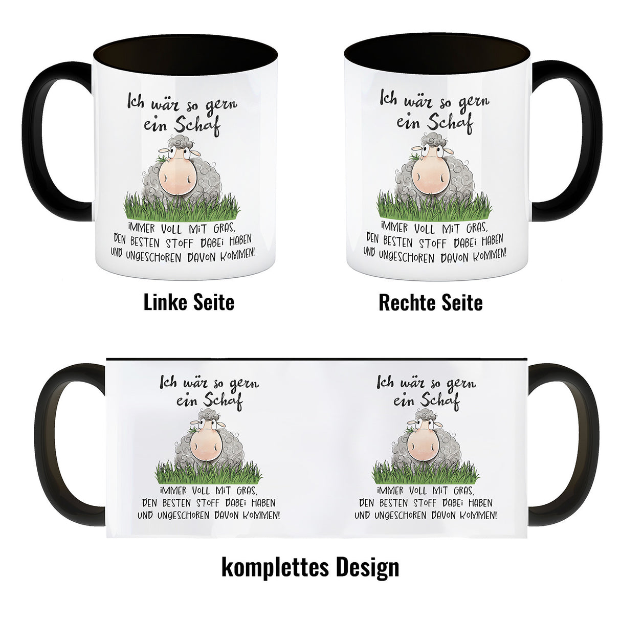 Schaf Kaffeebecher mit Spruch Ich wär so gern ein Schaf