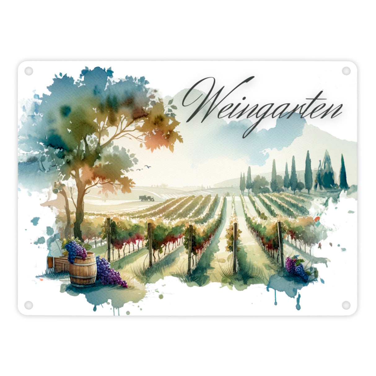Weinberg Metallschild in 15x20 cm mit Spruch Weingarten