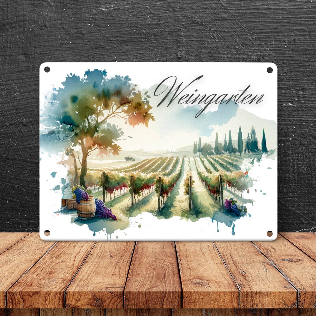 Weinberg Metallschild in 15x20 cm mit Spruch Weingarten