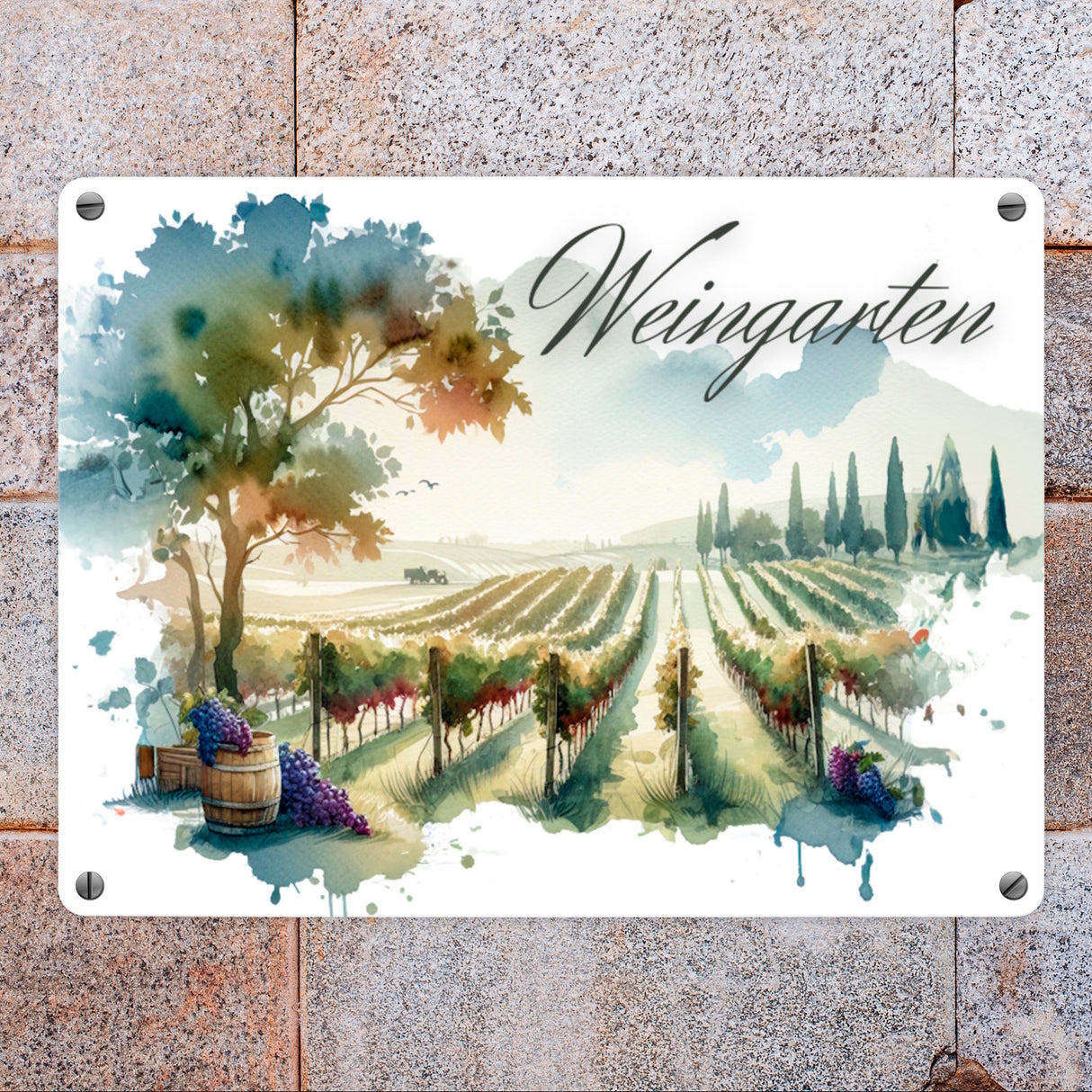 Weinberg Metallschild in 15x20 cm mit Spruch Weingarten