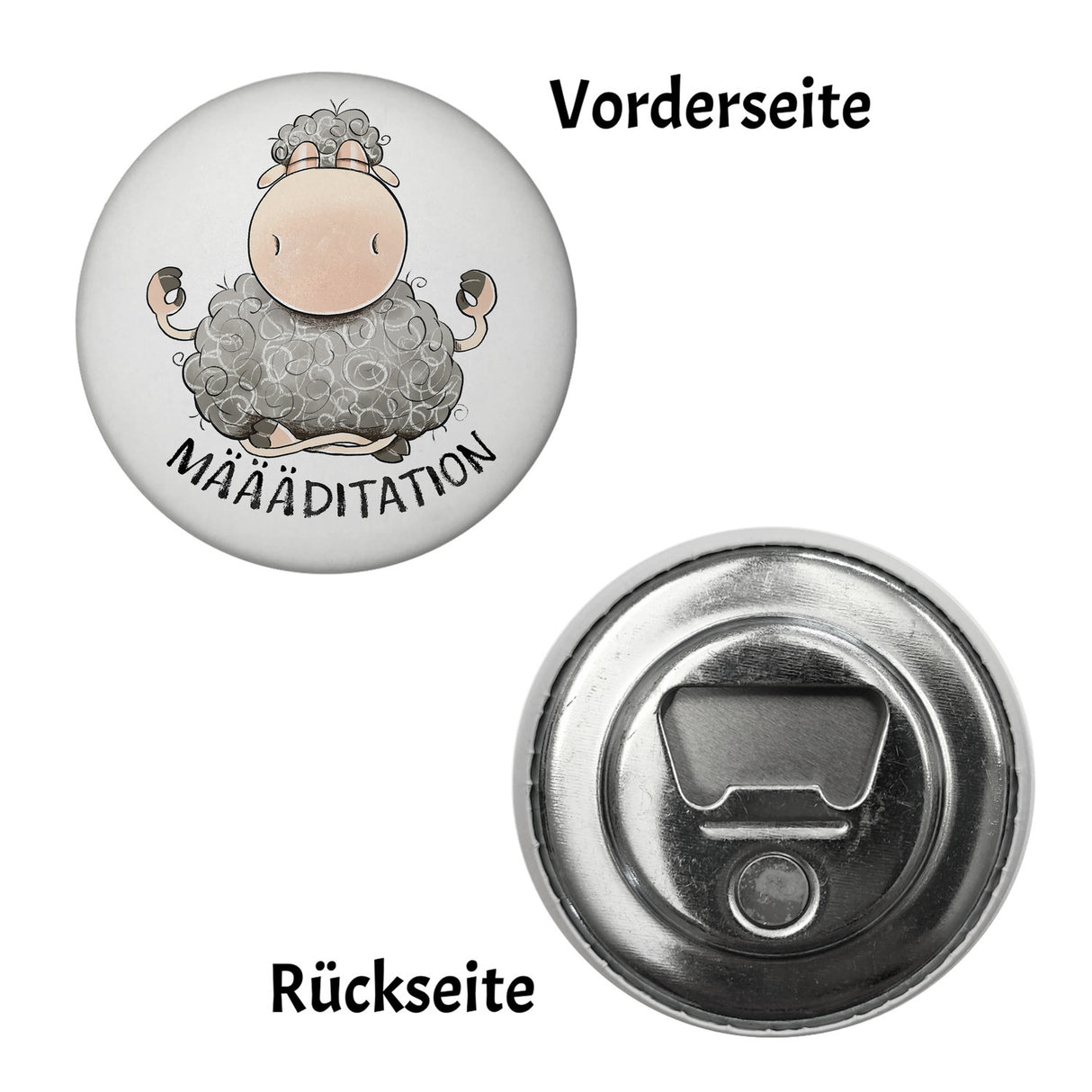 Schaf Magnet rund mit Spruch MÄÄÄditation