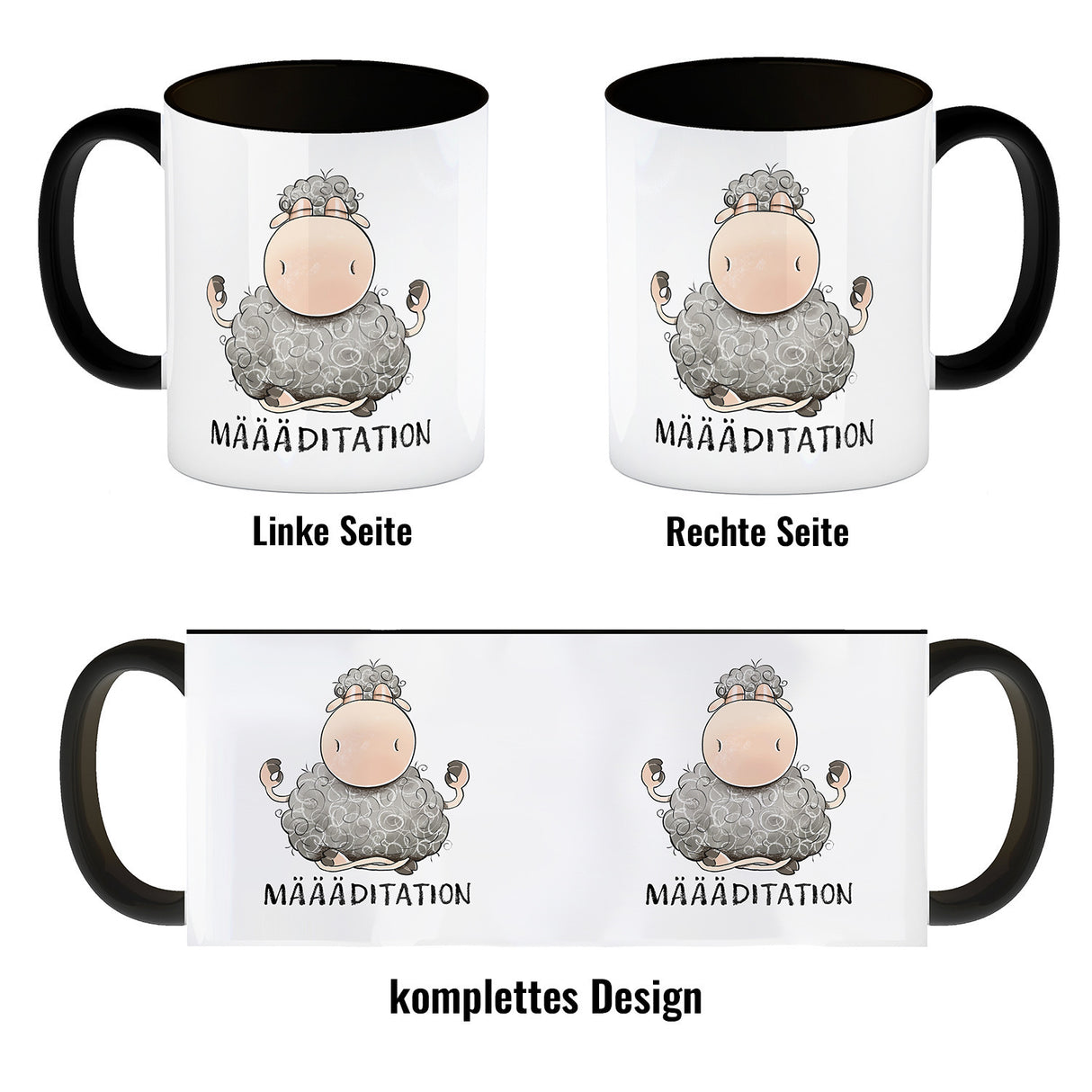 Schaf Kaffeebecher mit Spruch MÄÄÄditation