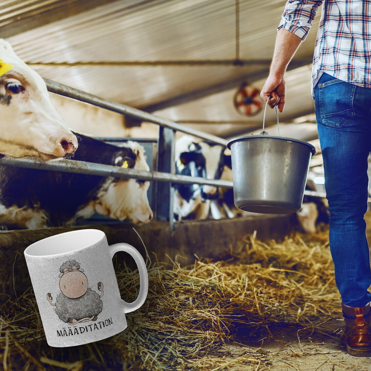 Schaf Kaffeebecher mit Spruch MÄÄÄditation