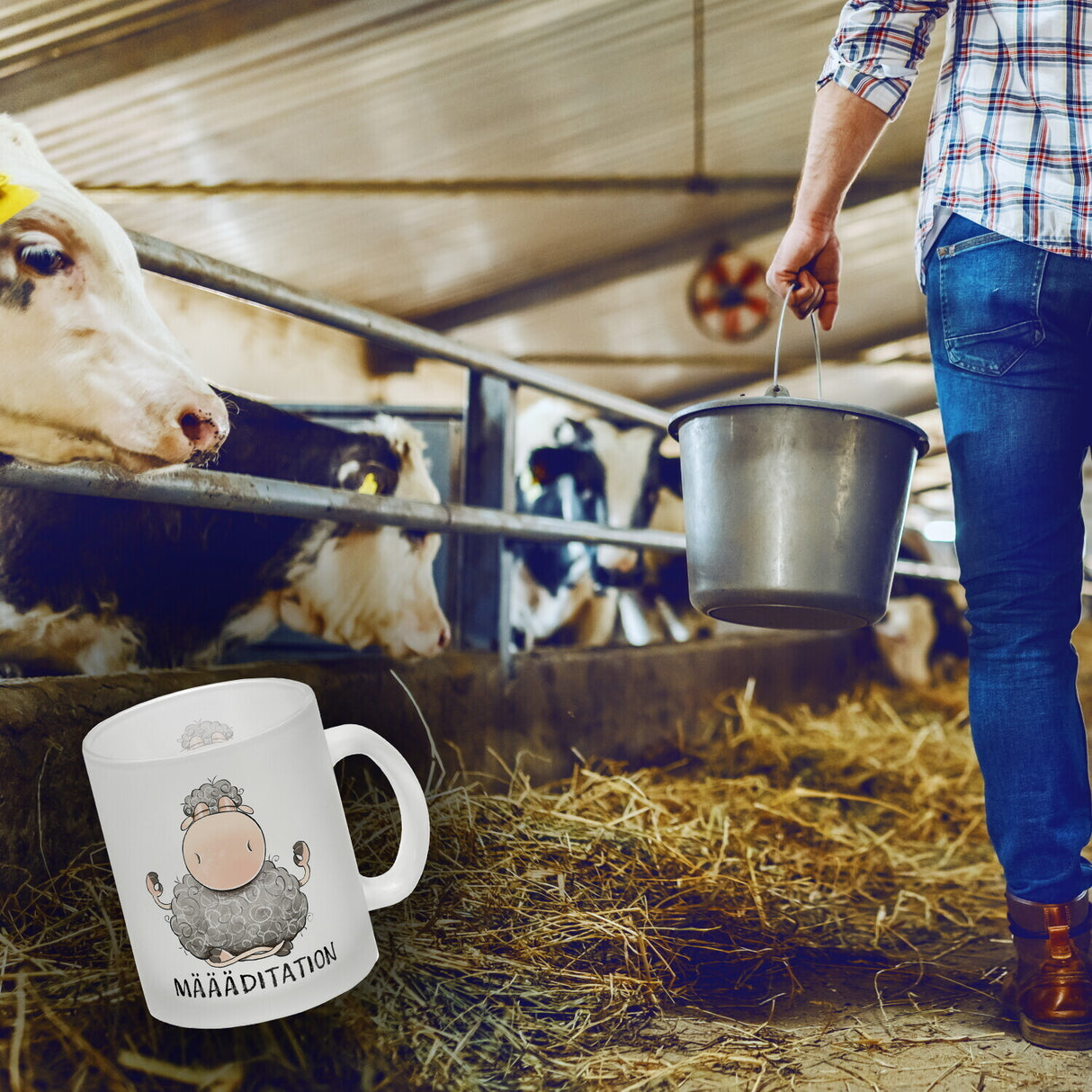 Schaf Kaffeebecher mit Spruch MÄÄÄditation