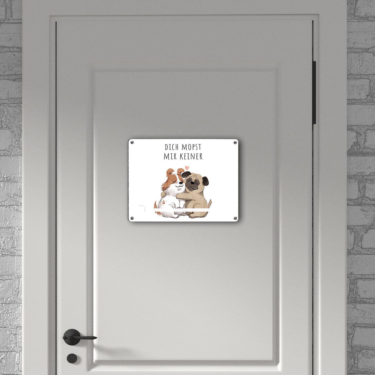 Mops Metallschild in 15x20 cm mit Spruch Dich mopst mir keiner
