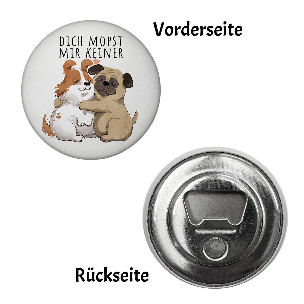 Mops Magnet rund mit Spruch Dich mopst mir keiner