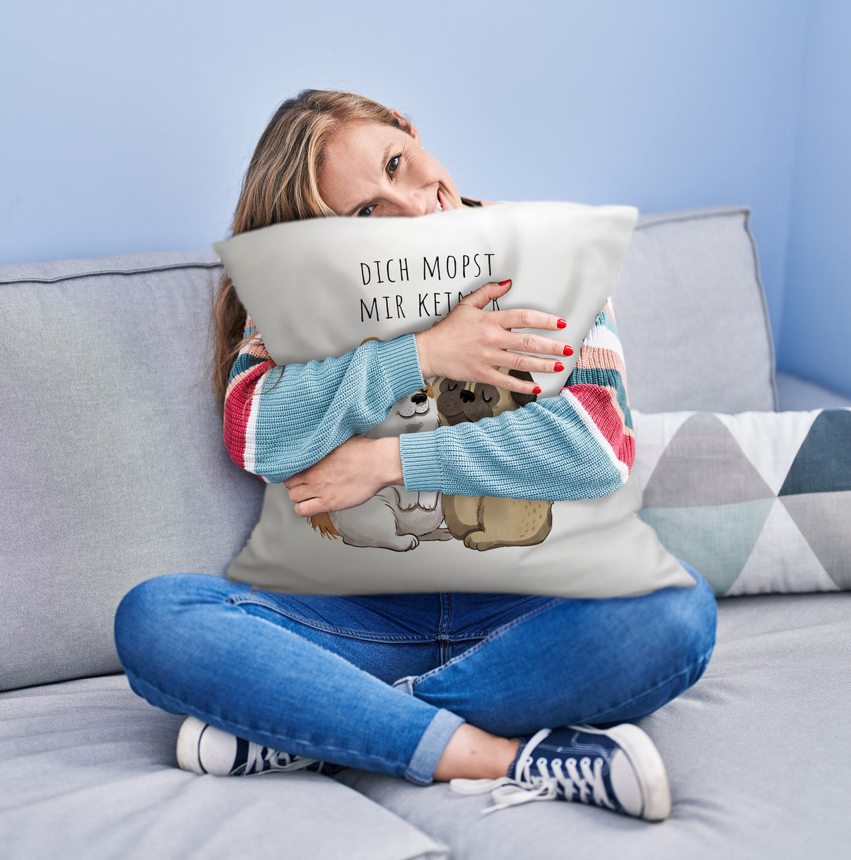 Mops Kissen mit Spruch Dich mopst mir keiner