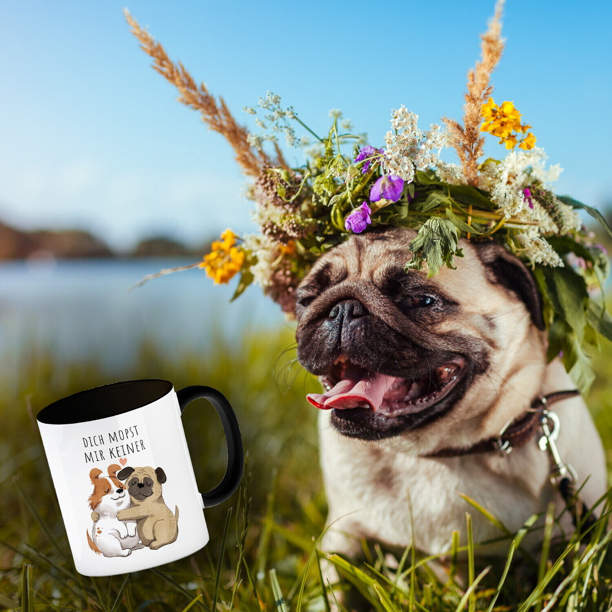 Mops Kaffeebecher mit Spruch Dich mopst mir keiner