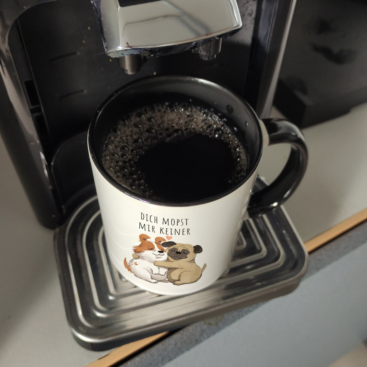 Mops Kaffeebecher mit Spruch Dich mopst mir keiner