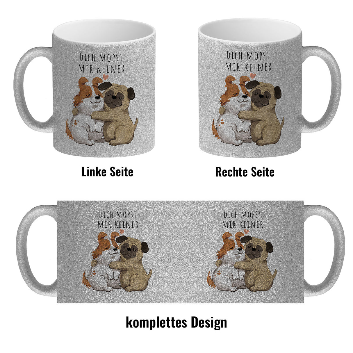 Mops Kaffeebecher mit Spruch Dich mopst mir keiner