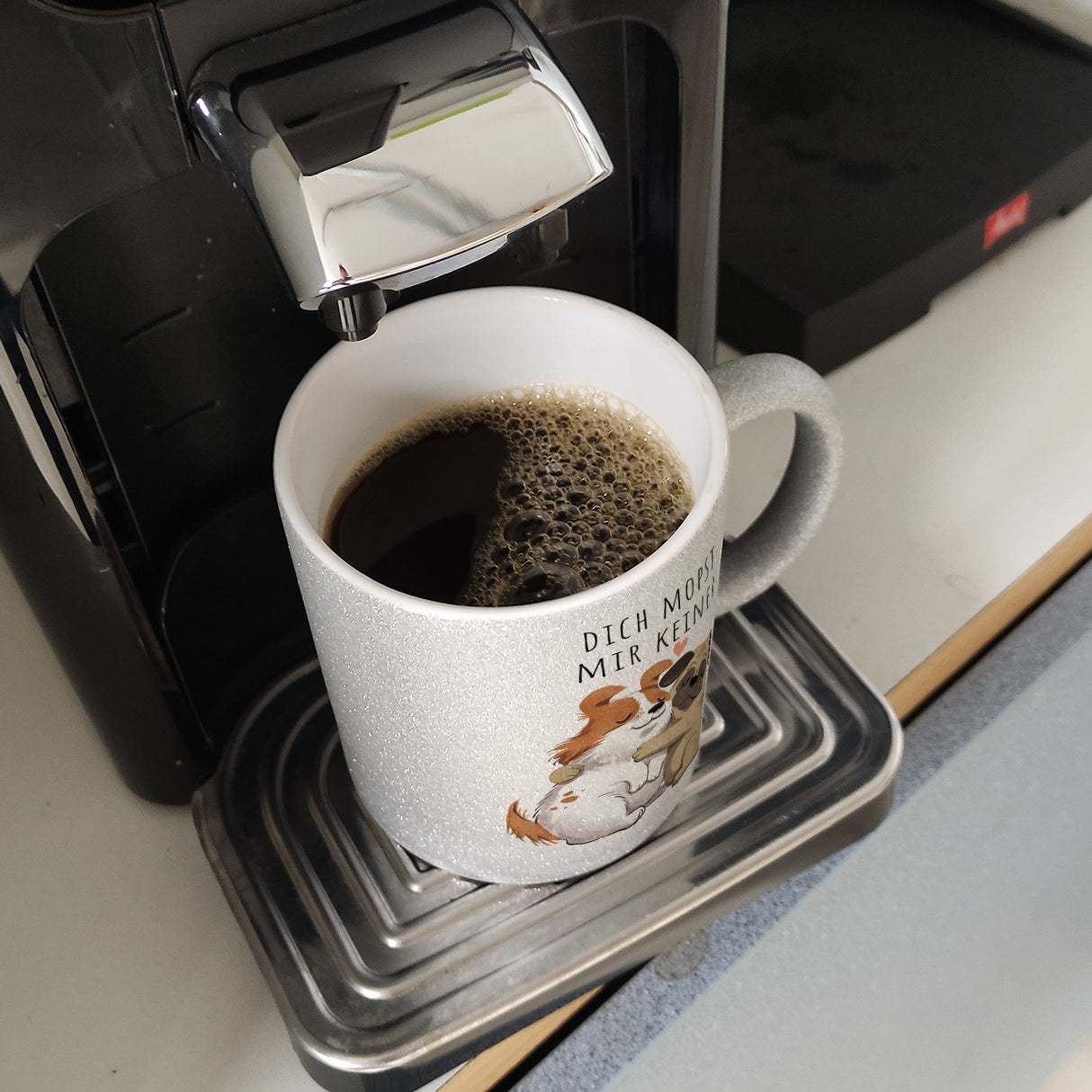 Mops Kaffeebecher mit Spruch Dich mopst mir keiner
