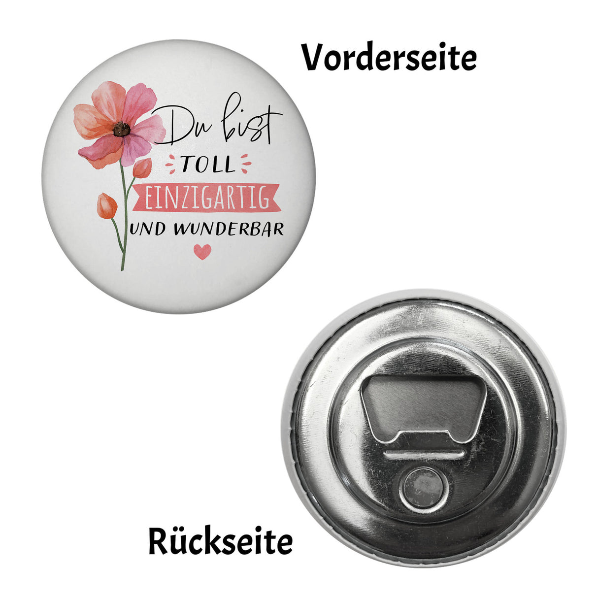 Blume Magnet rund mit Spruch Du bist toll einzigartig und wunderbar