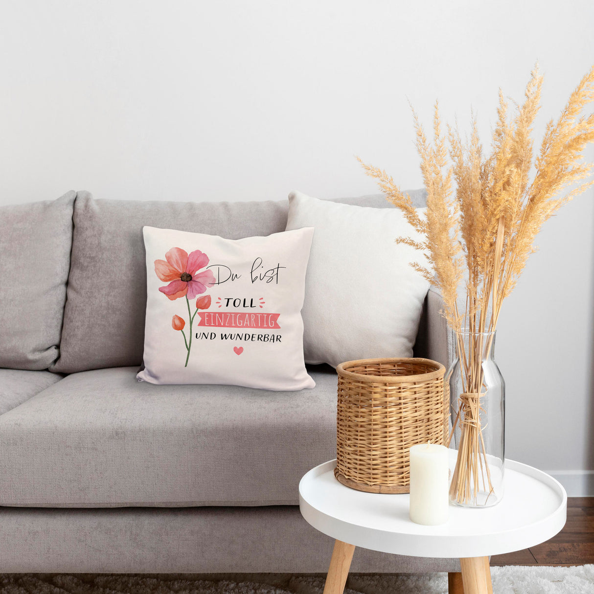 Blume Kissen mit Spruch Du bist toll einzigartig und wunderbar