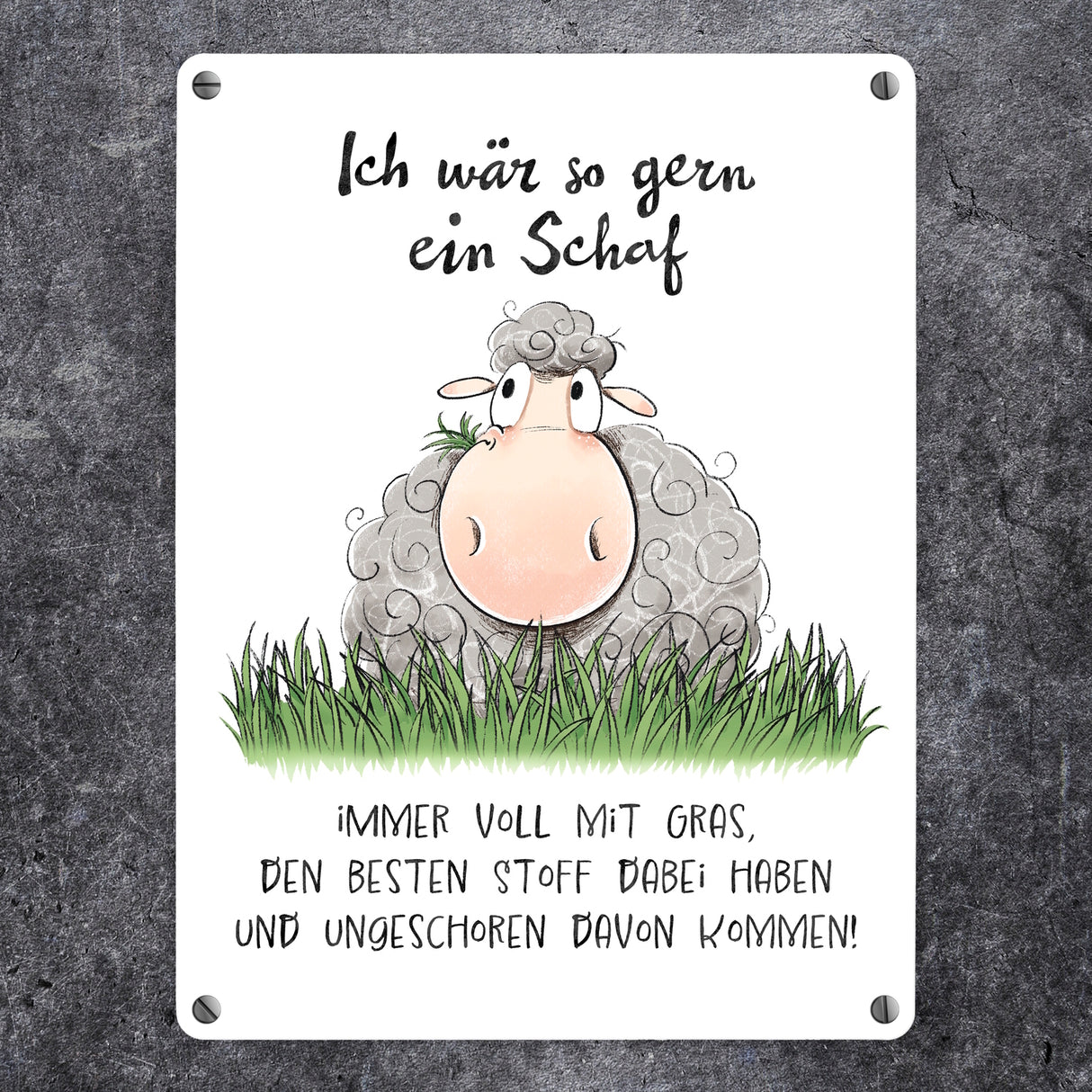 Schaf Metallschild in 15x20 cm mit Spruch ich wär so gern ein Schaf
