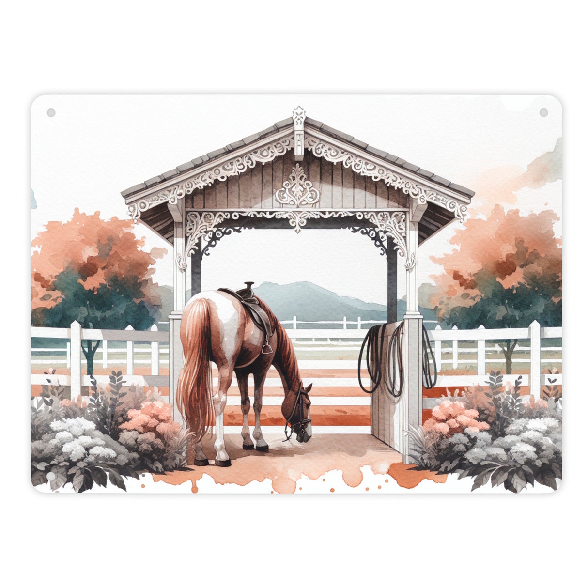 Geschecktes Westernpferd Metallschild in 15x20 cm
