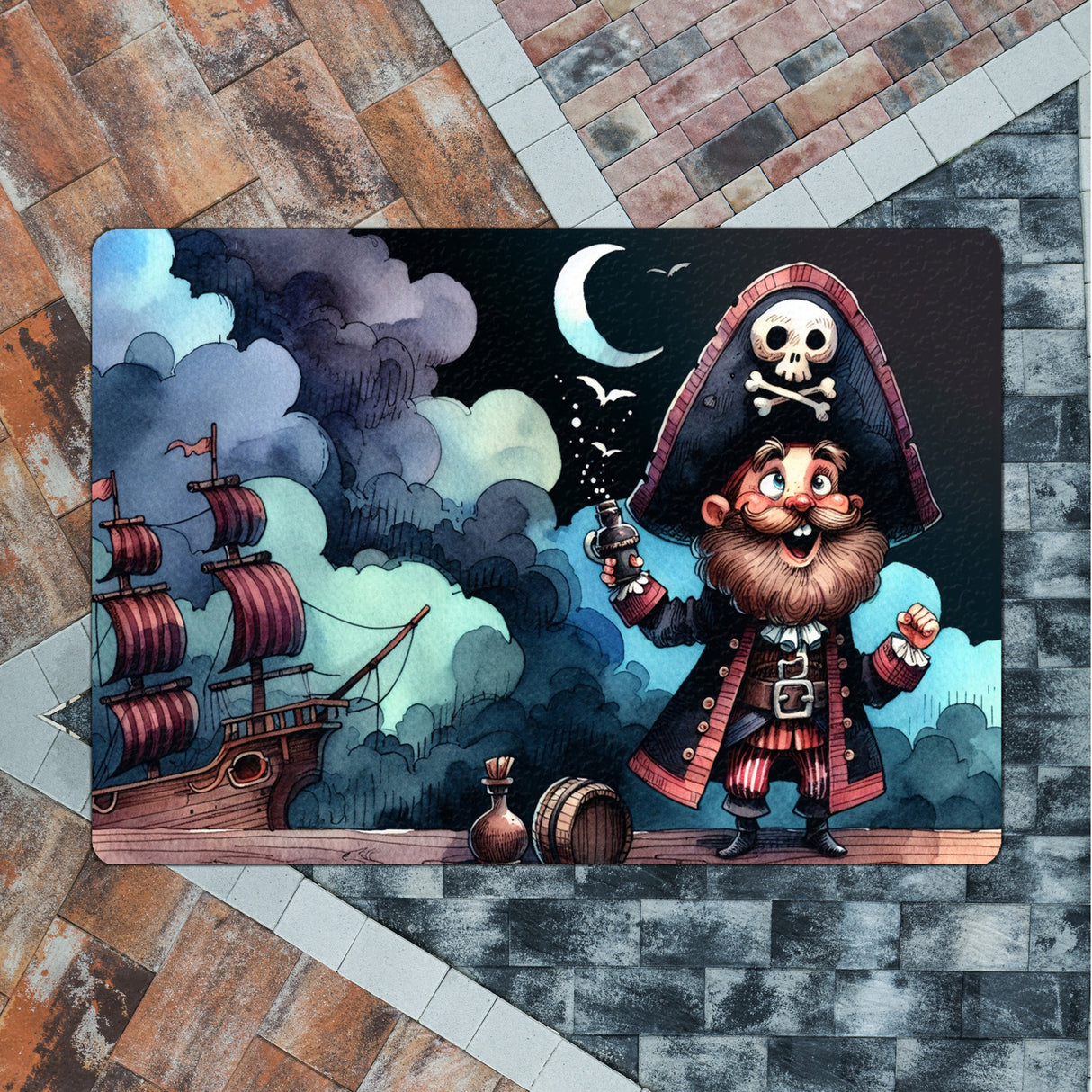 lustiger Pirat Fußmatte in 35x50 cm ohne Rand