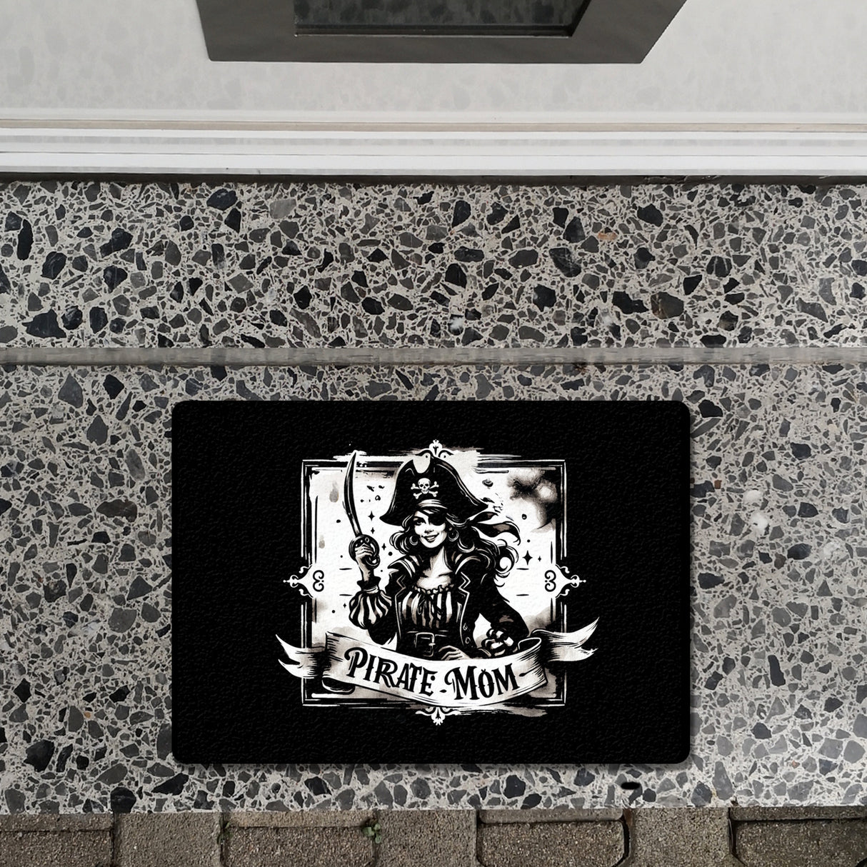 Piratenbraut mit Säbel Fußmatte in 35x50 cm ohne Rand mit Spruch Pirate Mom
