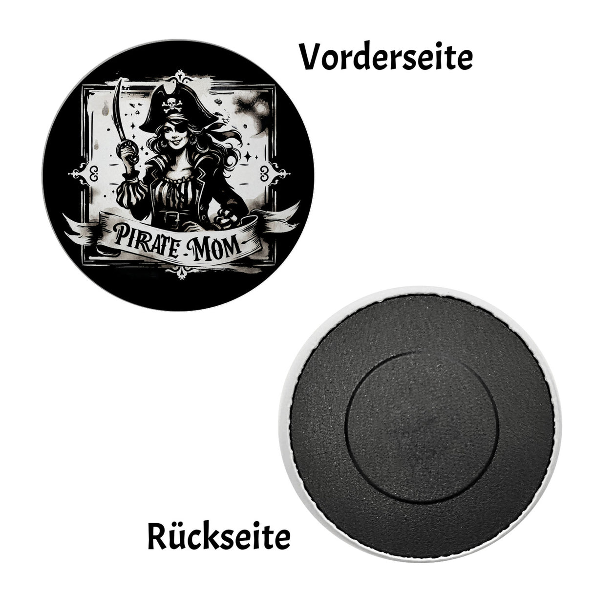 Piratenbraut mit Säbel Magnet rund mit Spruch Pirate Mom