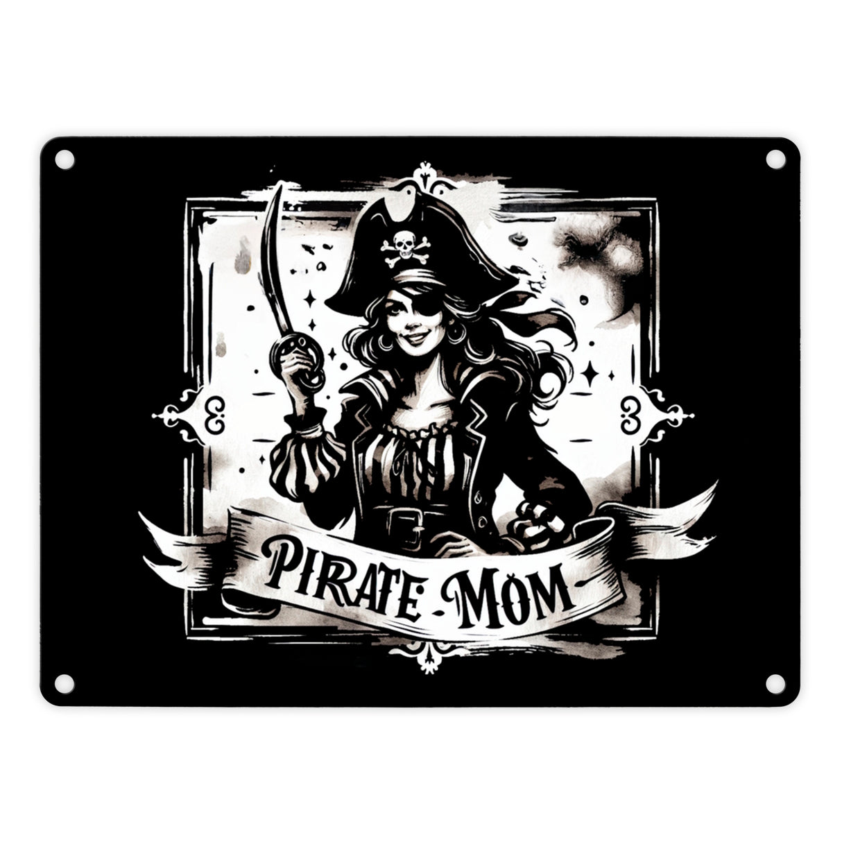 Piratenbraut mit Säbel Metallschild in 15x20 cm mit Spruch Pirate Mom