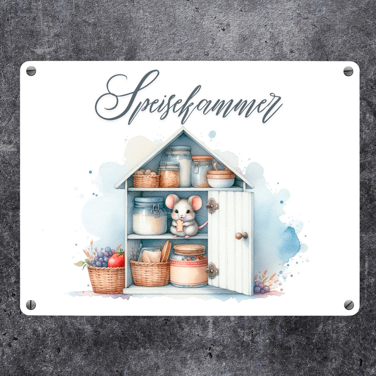 Speisekammer mit Maus Metallschild in 15x20 cm