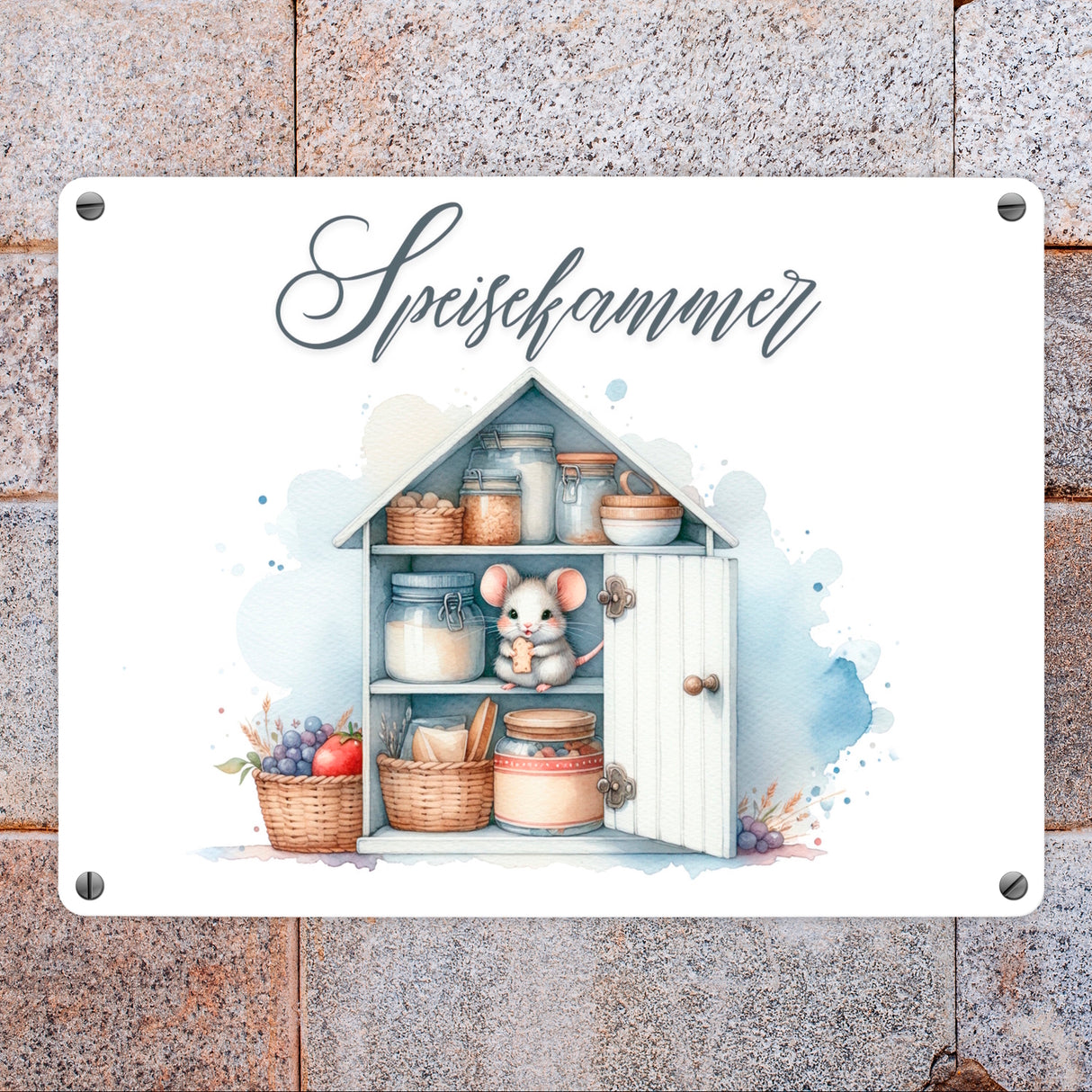 Speisekammer mit Maus Metallschild in 15x20 cm