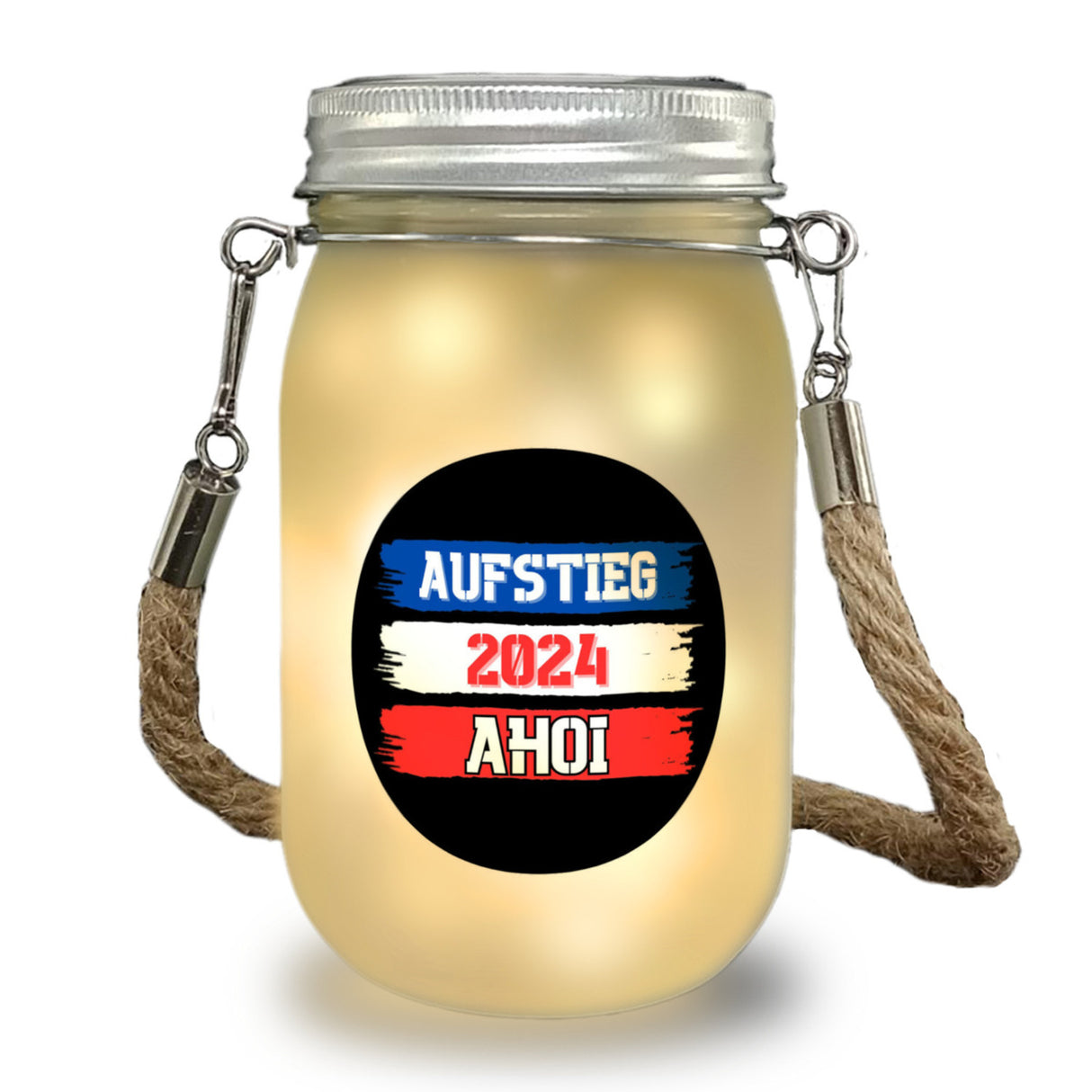 Kiel Aufstieg 2024 Solarlicht mit Spruch Ahoi