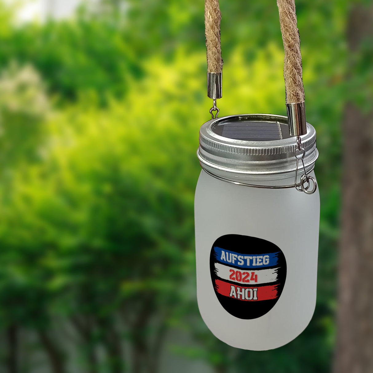 Kiel Aufstieg 2024 Solarlicht mit Spruch Ahoi