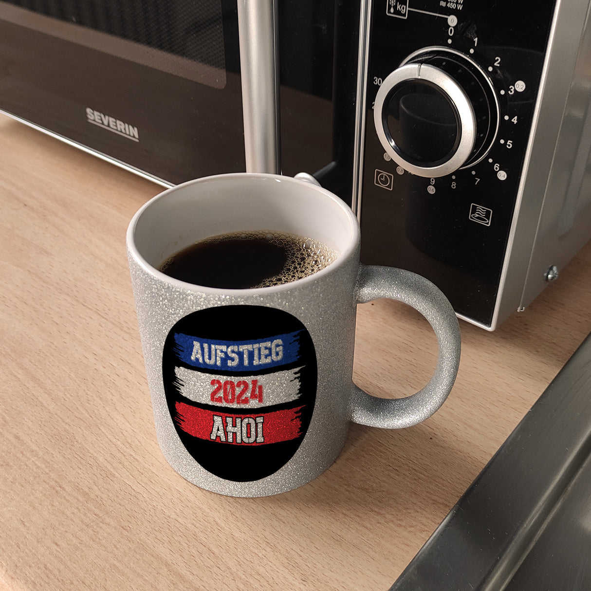 Kiel Aufstieg 2024 Kaffeebecher mit Spruch Ahoi