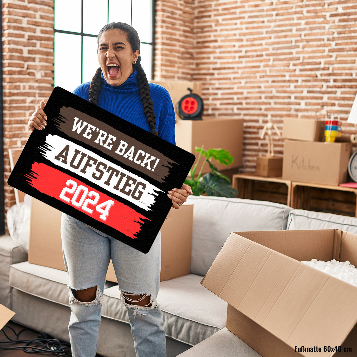 St. Pauli Aufstieg 2024 Fußmatte in 35x50 cm ohne Rand mit Spruch We're back